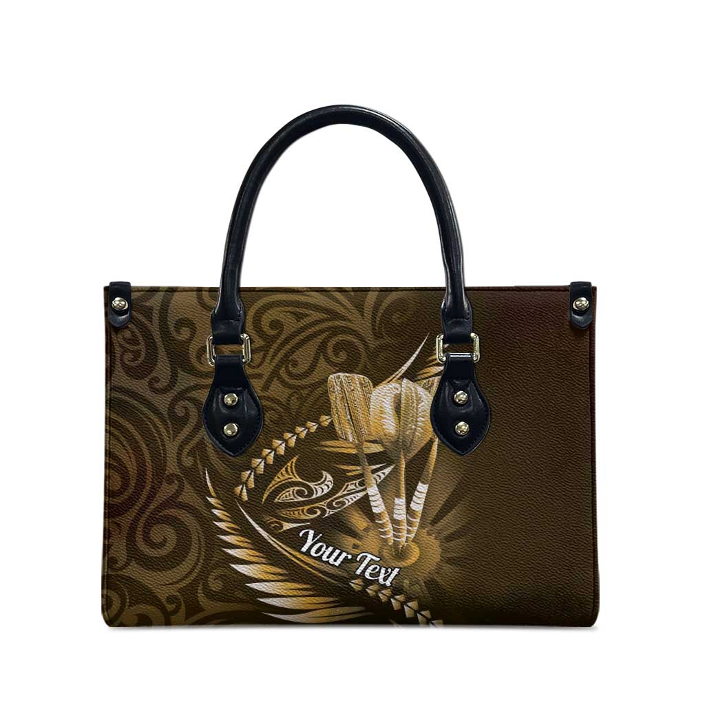 Personalised All Gold New Zealand Darts Leather Bag Aoteroa Fern Maori Galaxy Style - Aussie Hoodie