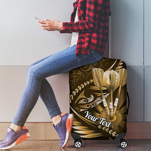 Personalised All Gold New Zealand Darts Luggage Cover Aoteroa Fern Maori Galaxy Style
