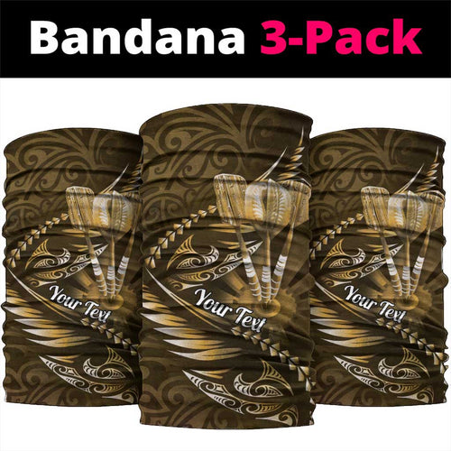 Personalised All Gold New Zealand Darts Neck Gaiter Aoteroa Fern Maori Galaxy Style - Aussie Hoodie