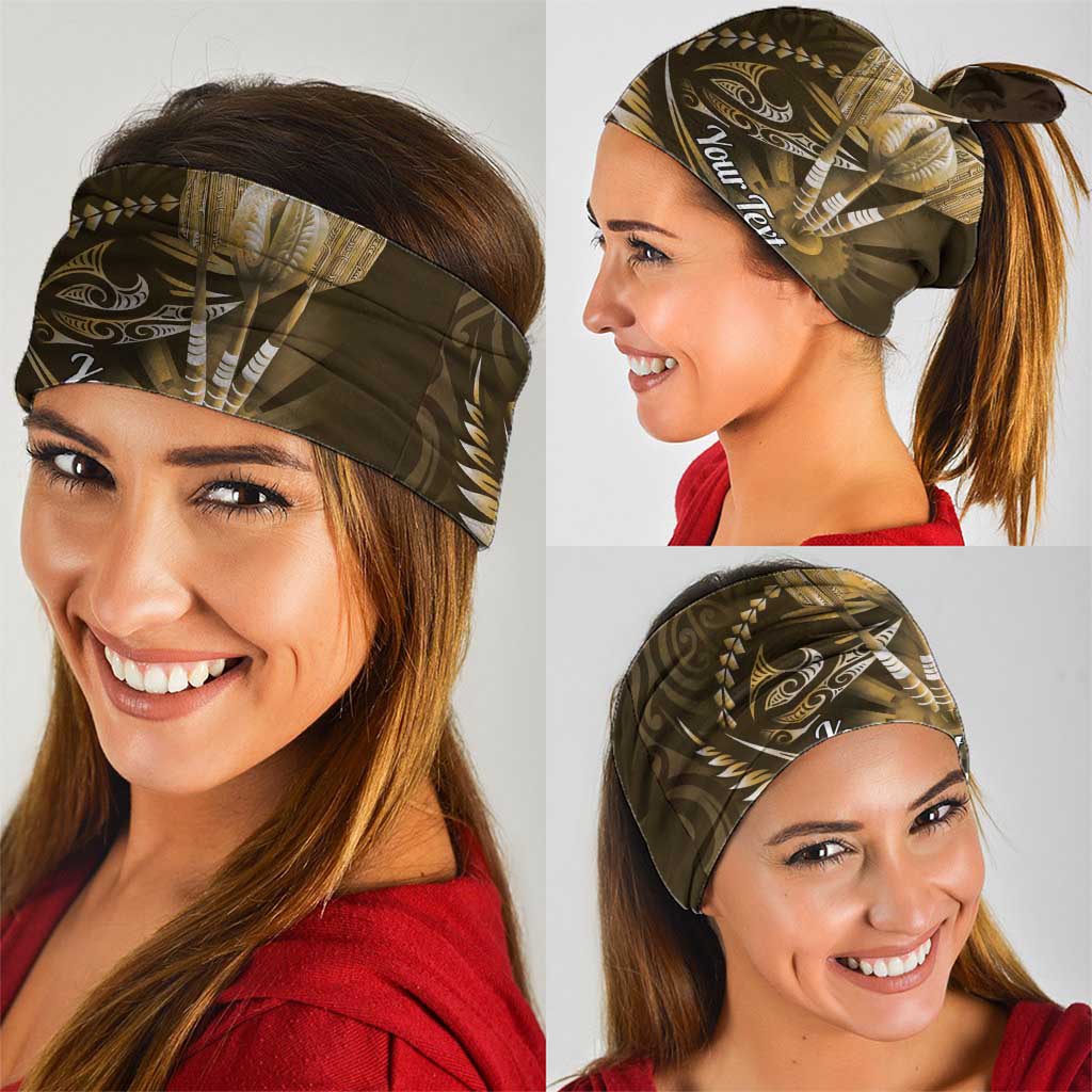 Personalised All Gold New Zealand Darts Neck Gaiter Aoteroa Fern Maori Galaxy Style - Aussie Hoodie