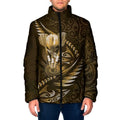 Personalised All Gold New Zealand Darts Padded Jacket Aoteroa Fern Maori Galaxy Style - Aussie Hoodie