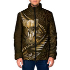 Personalised All Gold New Zealand Darts Padded Jacket Aoteroa Fern Maori Galaxy Style - Aussie Hoodie