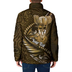 Personalised All Gold New Zealand Darts Padded Jacket Aoteroa Fern Maori Galaxy Style - Aussie Hoodie