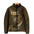 Personalised All Gold New Zealand Darts Padded Jacket Aoteroa Fern Maori Galaxy Style - Aussie Hoodie