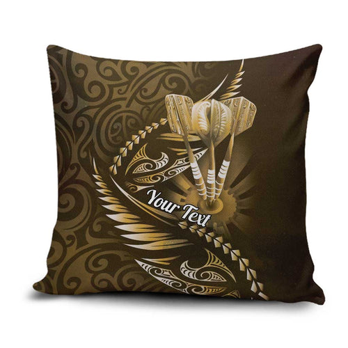 Personalised All Gold New Zealand Darts Pillow Cover Aoteroa Fern Maori Galaxy Style - Aussie Hoodie