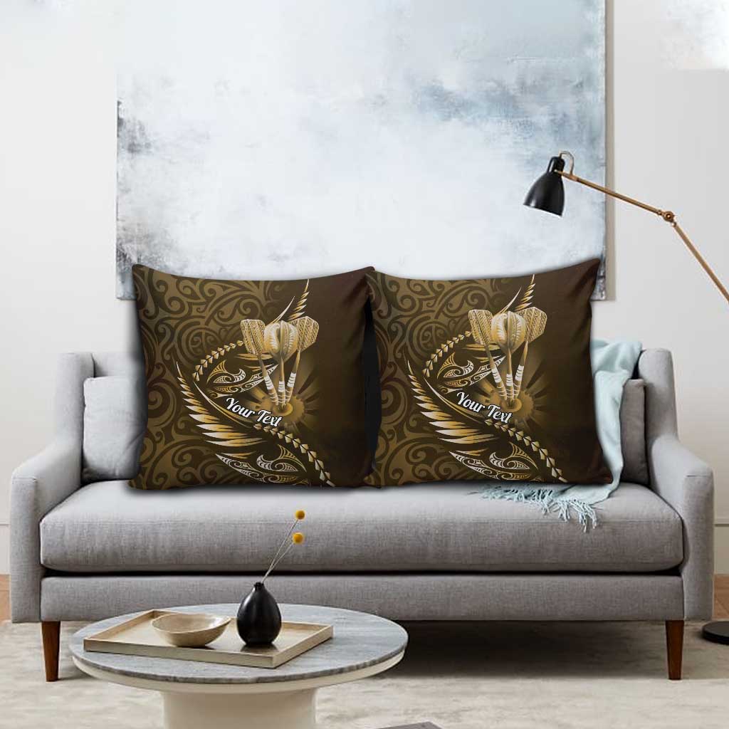 Personalised All Gold New Zealand Darts Pillow Cover Aoteroa Fern Maori Galaxy Style - Aussie Hoodie