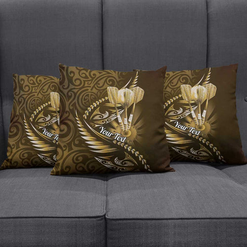 Personalised All Gold New Zealand Darts Pillow Cover Aoteroa Fern Maori Galaxy Style - Aussie Hoodie