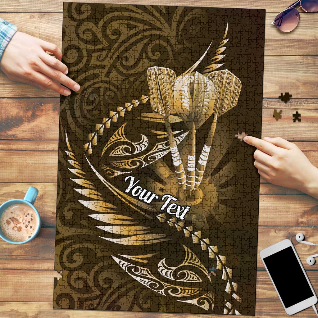 Personalised All Gold New Zealand Darts Puzzle Aoteroa Fern Maori Galaxy Style - Aussie Hoodie