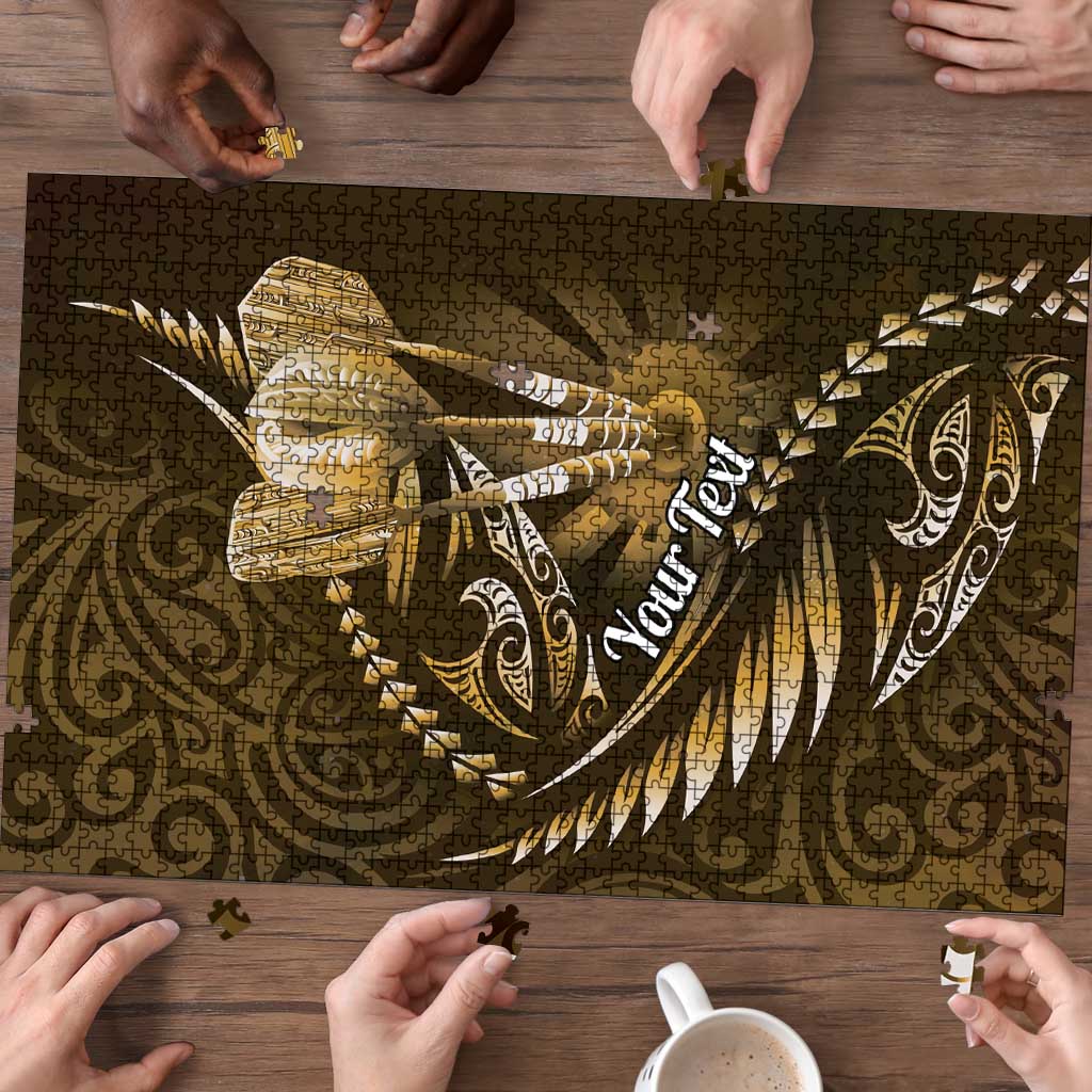 Personalised All Gold New Zealand Darts Puzzle Aoteroa Fern Maori Galaxy Style - Aussie Hoodie