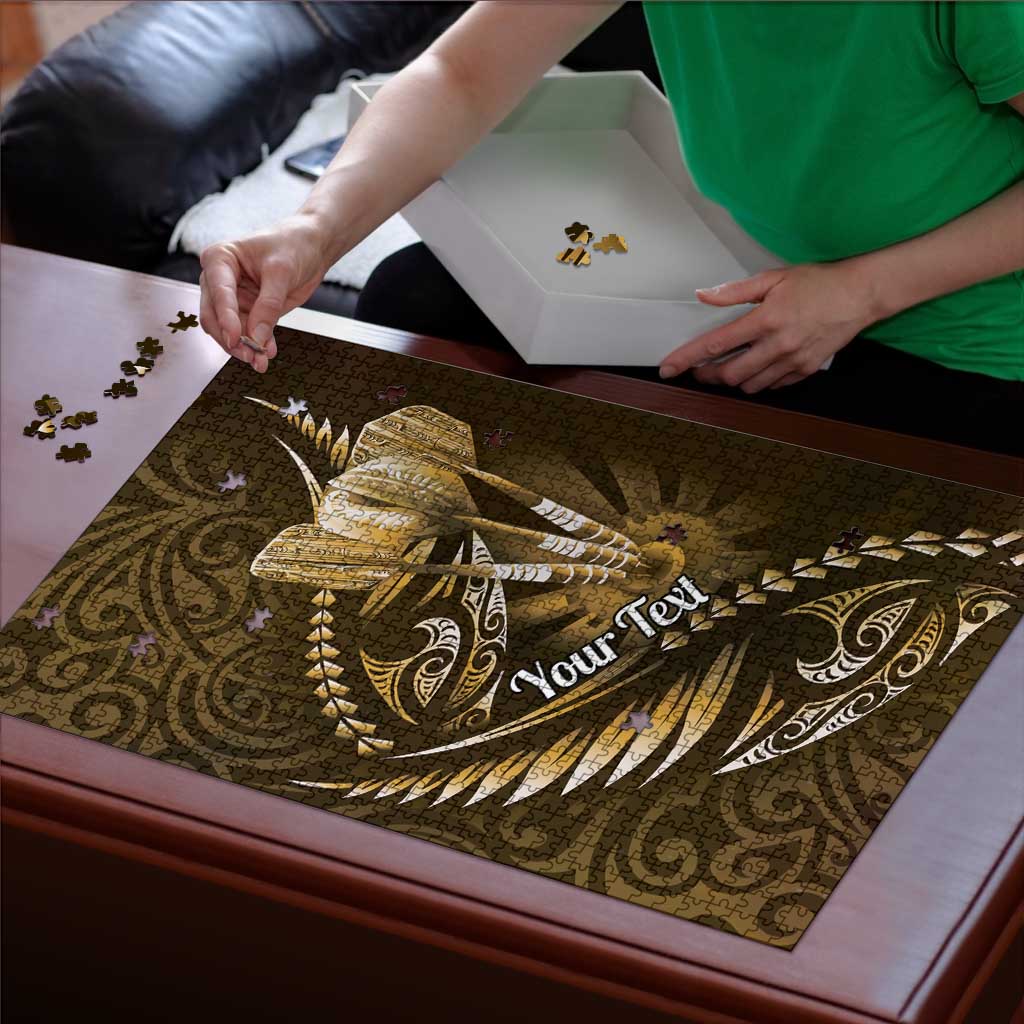 Personalised All Gold New Zealand Darts Puzzle Aoteroa Fern Maori Galaxy Style - Aussie Hoodie