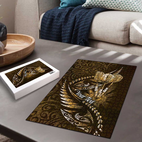 Personalised All Gold New Zealand Darts Puzzle Aoteroa Fern Maori Galaxy Style - Aussie Hoodie