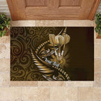 Personalised All Gold New Zealand Darts Rubber Doormat Aoteroa Fern Maori Galaxy Style