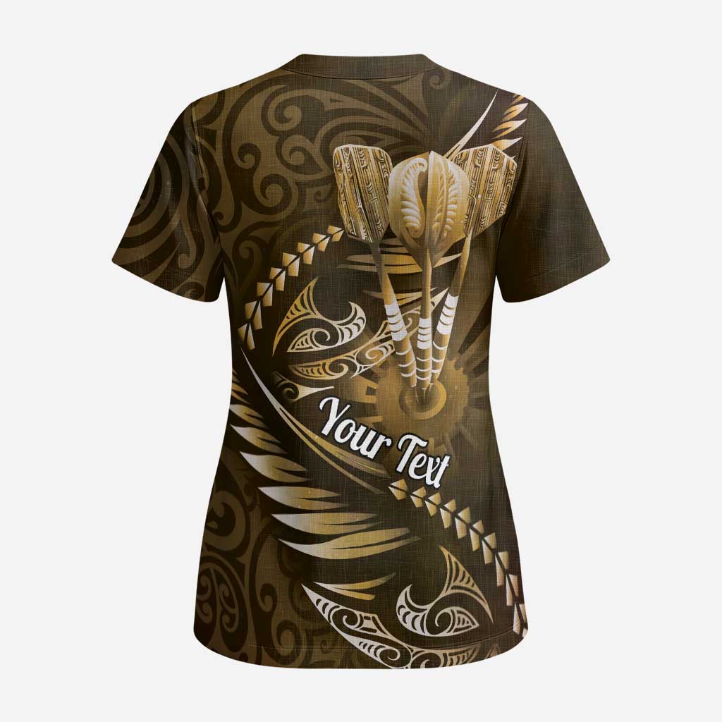 Personalised All Gold New Zealand Darts Scrub Top Aoteroa Fern Maori Galaxy Style - Aussie Hoodie