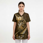 Personalised All Gold New Zealand Darts Scrub Top Aoteroa Fern Maori Galaxy Style - Aussie Hoodie