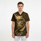 Personalised All Gold New Zealand Darts Scrub Top Aoteroa Fern Maori Galaxy Style - Aussie Hoodie