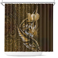 Personalised All Gold New Zealand Darts Shower Curtain Aoteroa Fern Maori Galaxy Style