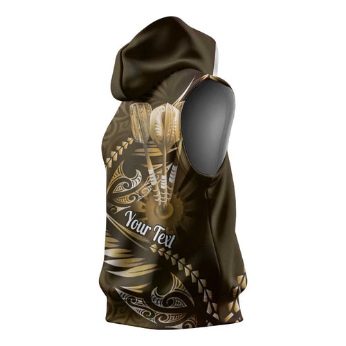 Personalised All Gold New Zealand Darts Sleeveless Hoodie Aoteroa Fern Maori Galaxy Style - Aussie Hoodie