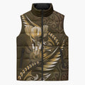 Personalised All Gold New Zealand Darts Sleeveless Puffer Jacket Aoteroa Fern Maori Galaxy Style - Aussie Hoodie