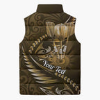 Personalised All Gold New Zealand Darts Sleeveless Puffer Jacket Aoteroa Fern Maori Galaxy Style - Aussie Hoodie