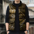 Personalised All Gold New Zealand Darts Sleeveless Puffer Jacket Aoteroa Fern Maori Galaxy Style - Aussie Hoodie
