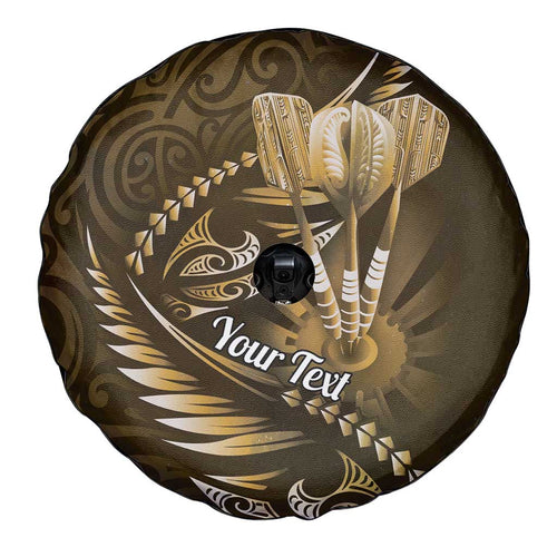 Personalised All Gold New Zealand Darts Spare Tire Cover Aoteroa Fern Maori Galaxy Style