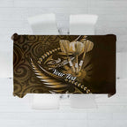 Personalised All Gold New Zealand Darts Tablecloth Aoteroa Fern Maori Galaxy Style