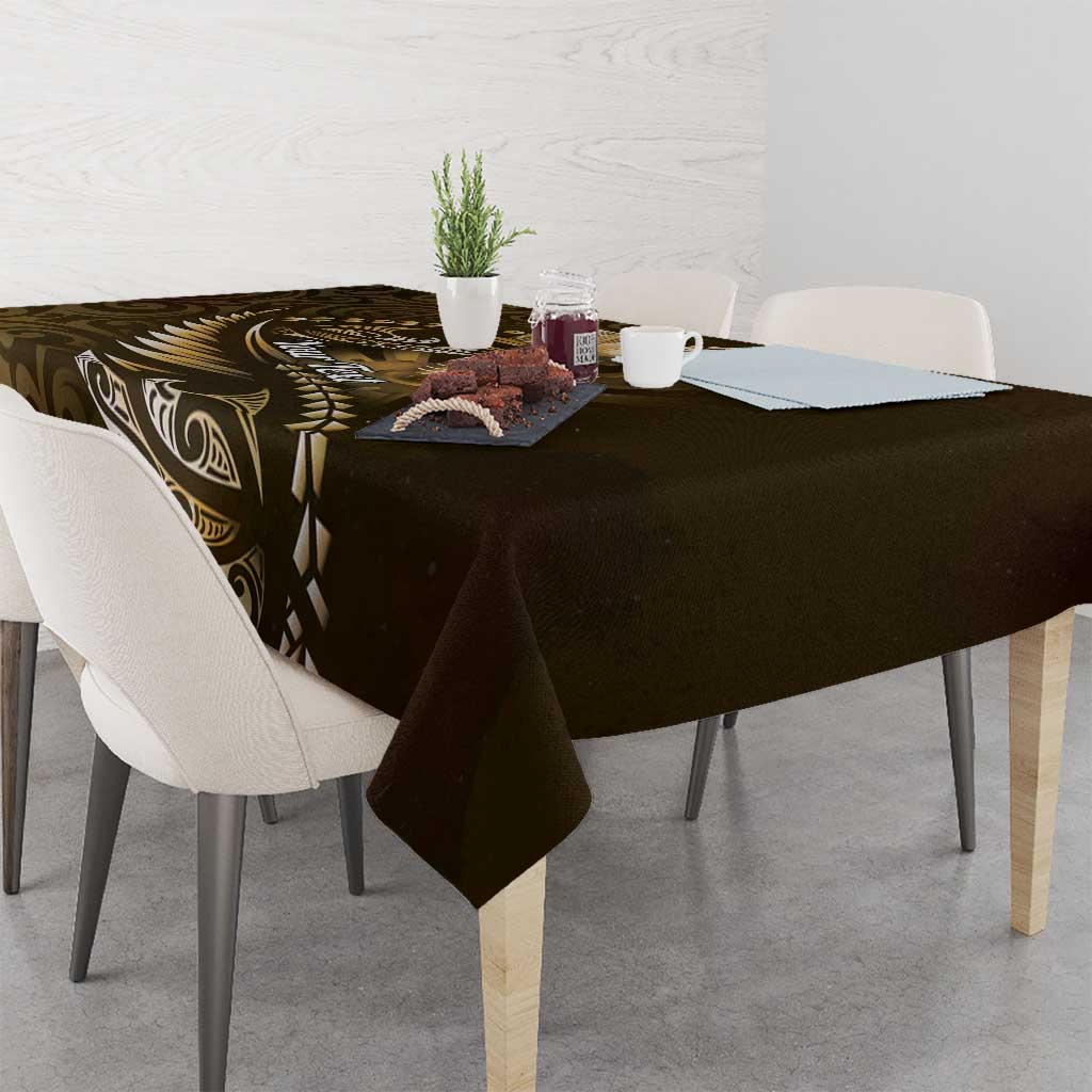 Personalised All Gold New Zealand Darts Tablecloth Aoteroa Fern Maori Galaxy Style