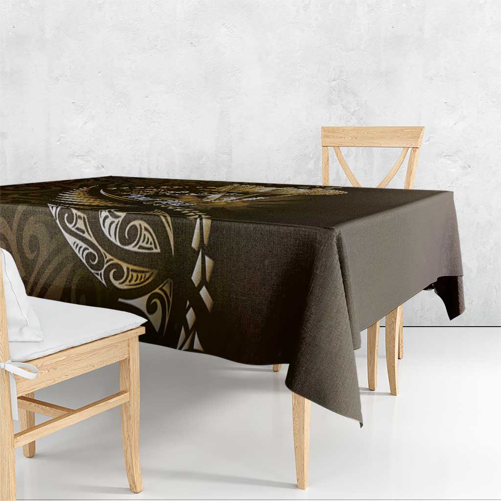 Personalised All Gold New Zealand Darts Tablecloth Aoteroa Fern Maori Galaxy Style