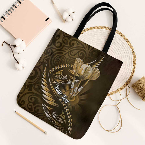 Personalised All Gold New Zealand Darts Tote Bag Aoteroa Fern Maori Galaxy Style - Aussie Hoodie