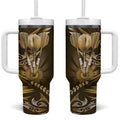 All Gold New Zealand Darts Tumbler With Handle Aoteroa Fern Maori Galaxy Style