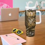 All Gold New Zealand Darts Tumbler With Handle Aoteroa Fern Maori Galaxy Style