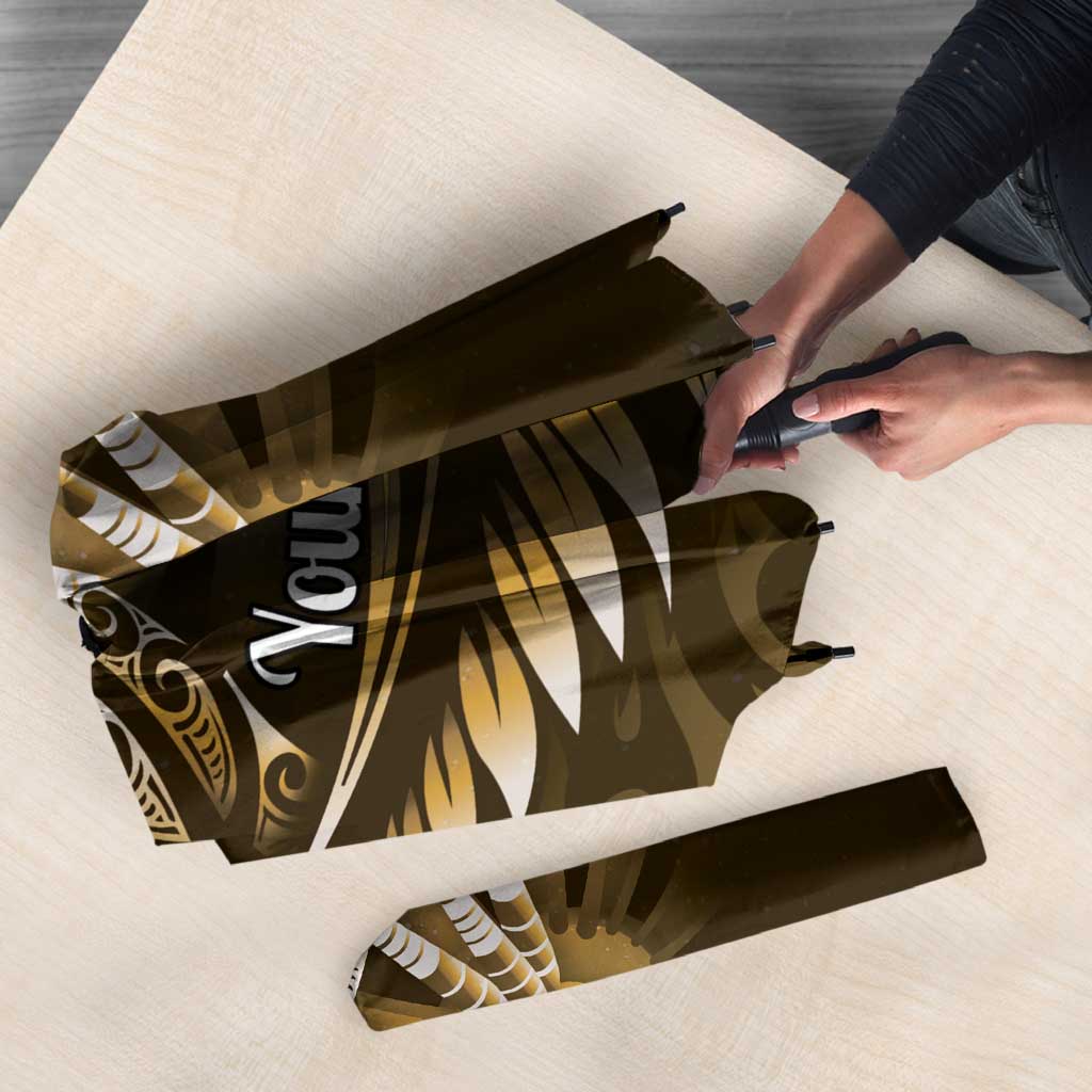 Personalised All Gold New Zealand Darts Umbrella Aoteroa Fern Maori Galaxy Style - Aussie Hoodie