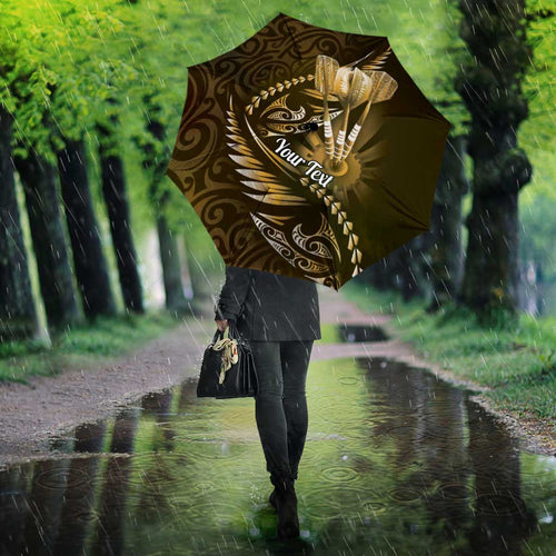 Personalised All Gold New Zealand Darts Umbrella Aoteroa Fern Maori Galaxy Style - Aussie Hoodie