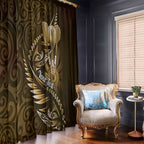 Personalised All Gold New Zealand Darts Window Curtain Aoteroa Fern Maori Galaxy Style
