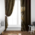Personalised All Gold New Zealand Darts Window Curtain Aoteroa Fern Maori Galaxy Style
