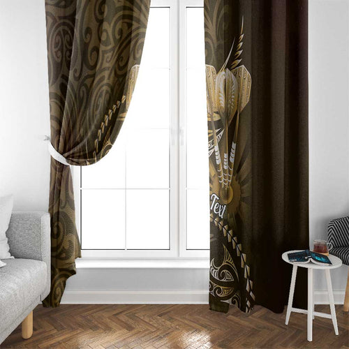Personalised All Gold New Zealand Darts Window Curtain Aoteroa Fern Maori Galaxy Style