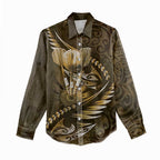 Personalised All Gold New Zealand Darts Women Casual Shirt Aoteroa Fern Maori Galaxy Style