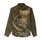 Personalised All Gold New Zealand Darts Women Casual Shirt Aoteroa Fern Maori Galaxy Style