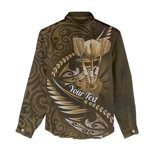 Personalised All Gold New Zealand Darts Women Casual Shirt Aoteroa Fern Maori Galaxy Style