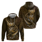 Personalised All Gold New Zealand Darts Zip Hoodie Aoteroa Fern Maori Galaxy Style