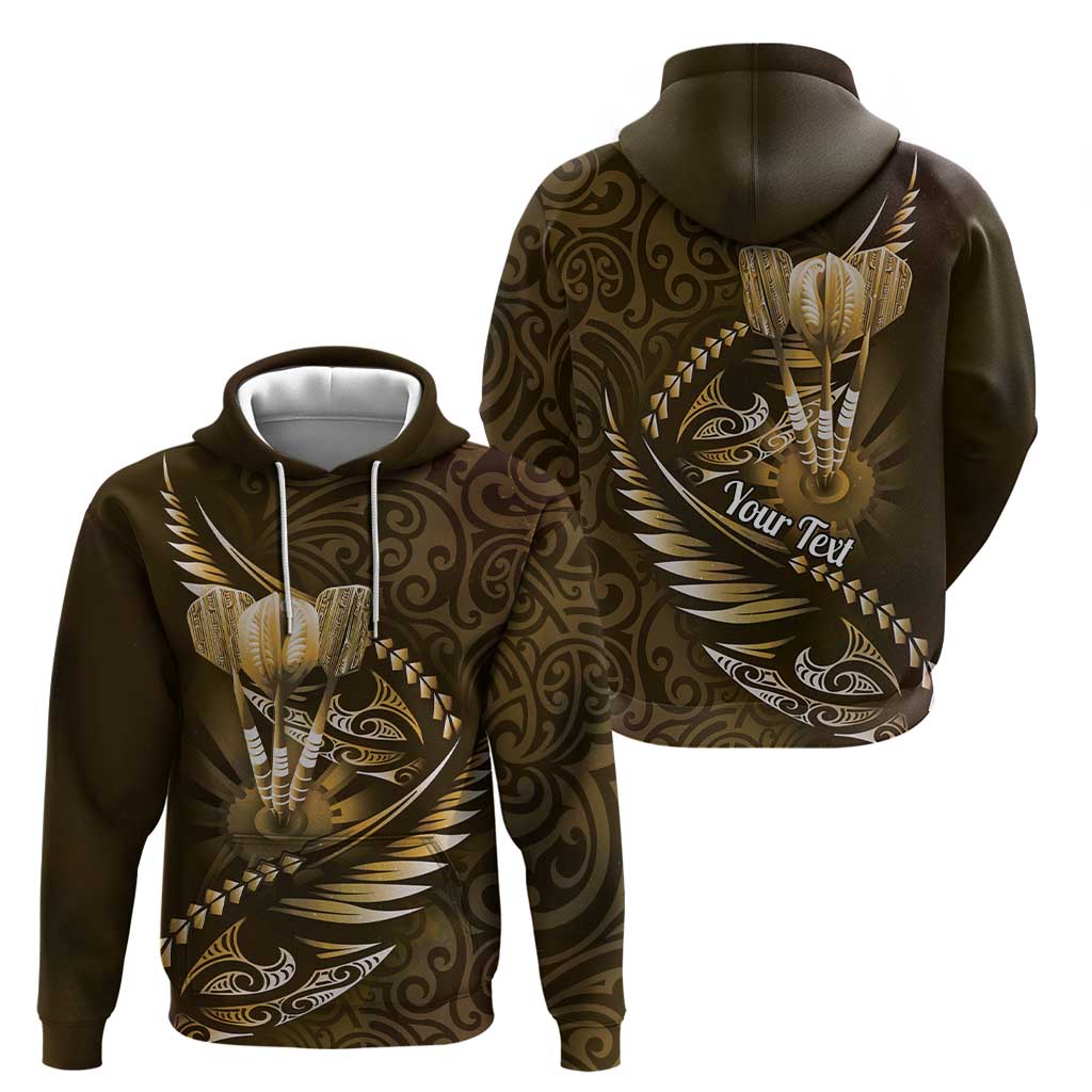 Personalised All Gold New Zealand Darts Zip Hoodie Aoteroa Fern Maori Galaxy Style