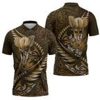 Personalised All Gold New Zealand Darts Zipper Polo Shirt Aoteroa Fern Maori Galaxy Style - Aussie Hoodie