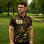 Personalised All Gold New Zealand Darts Zipper Polo Shirt Aoteroa Fern Maori Galaxy Style - Aussie Hoodie