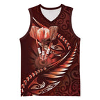 Personalised All Red New Zealand Darts Basketball Jersey Aoteroa Fern Maori Galaxy Style - Aussie Hoodie