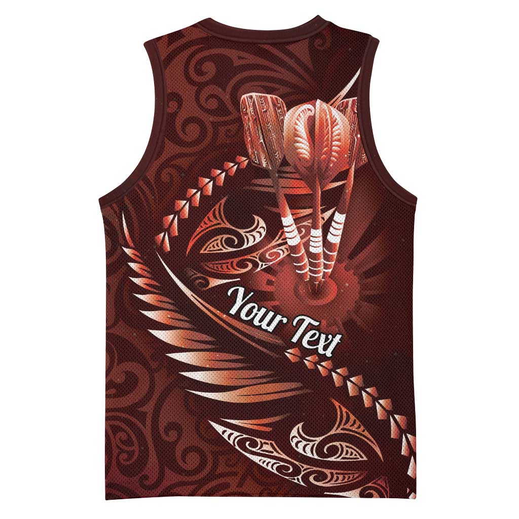 Personalised All Red New Zealand Darts Basketball Jersey Aoteroa Fern Maori Galaxy Style - Aussie Hoodie