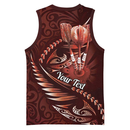 Personalised All Red New Zealand Darts Basketball Jersey Aoteroa Fern Maori Galaxy Style - Aussie Hoodie