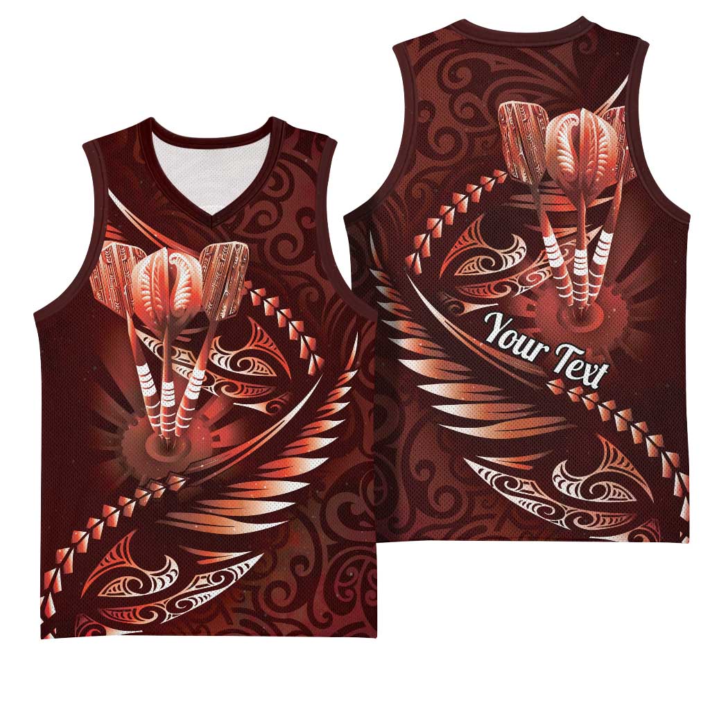 Personalised All Red New Zealand Darts Basketball Jersey Aoteroa Fern Maori Galaxy Style - Aussie Hoodie