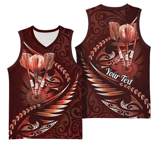 Personalised All Red New Zealand Darts Basketball Jersey Aoteroa Fern Maori Galaxy Style - Aussie Hoodie