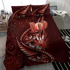 Personalised All Red New Zealand Darts Bedding Set Aoteroa Fern Maori Galaxy Style