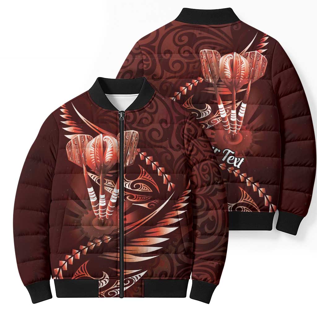Personalised All Red New Zealand Darts Bomber Puffer Jacket Aoteroa Fern Maori Galaxy Style - Aussie Hoodie